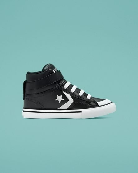 Girls' Converse Pro Blaze Strap Leather High Top Shoes Black / White | AU 3014EO